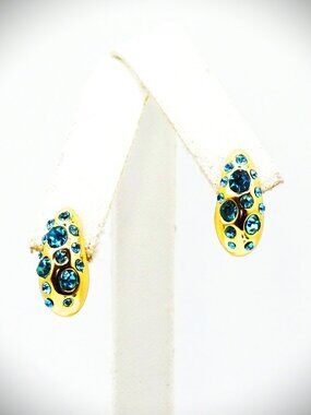 KURT GEIGER LONDON Bombay Pavé Blue CZ Dome Hoop Earrings